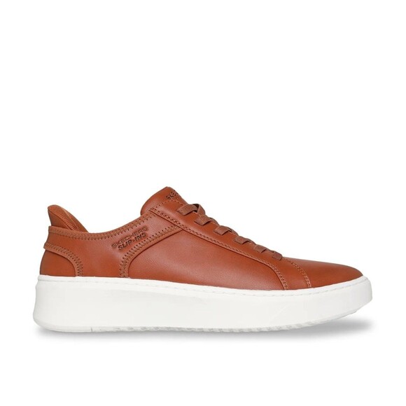 SKECHERS Court Break Cognac Leather Slip-ins Sneaker Men\'s Size 8.5